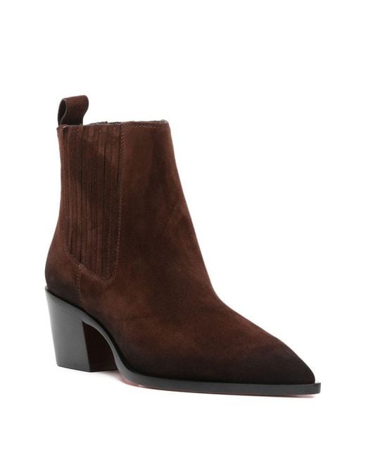 Santoni Brown 60Mm Pointed-Toe Block-Heel Boots