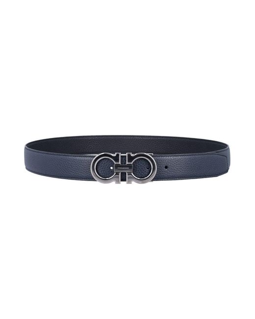 Ferragamo Blue Reversible And Adjustable Gancini Belt for men