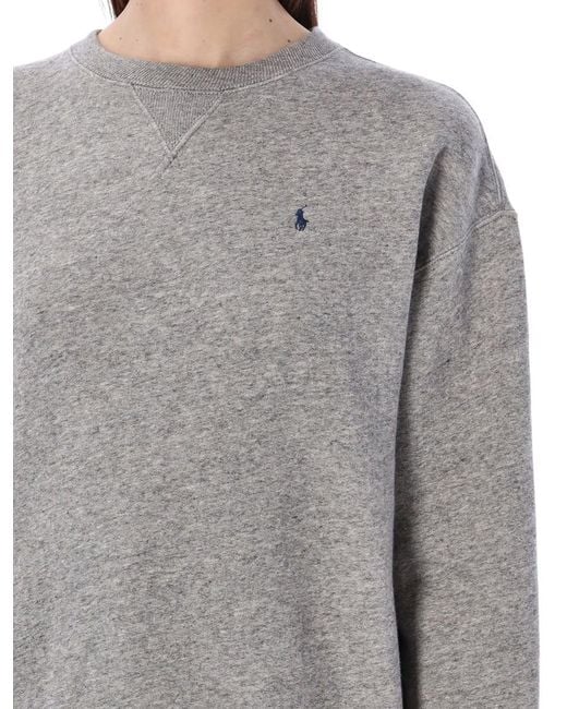 Polo Ralph Lauren Gray Cotton Fleece Crewneck Sweatshirt