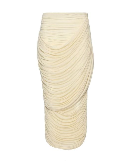 Magda Butrym Natural Draped Midi Skirt