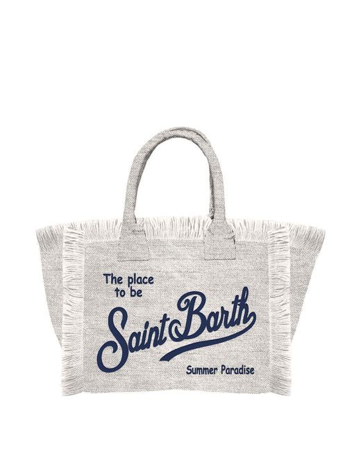Saint Barth White Mini Vanity Linen Bag