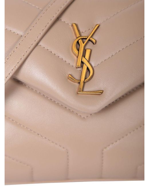 Saint Laurent Natural Ysl Logo Loulou Toy Small Leather Bag