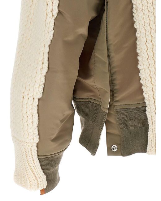 Sacai Nylon Twill Mix Knit Blouson in Natural for Men | Lyst