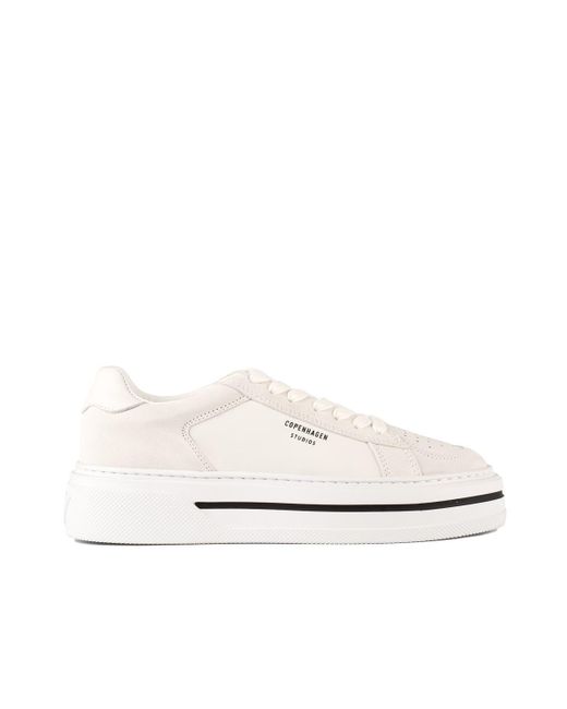 COPENHAGEN White Smooth Leather And Suede Sneakers
