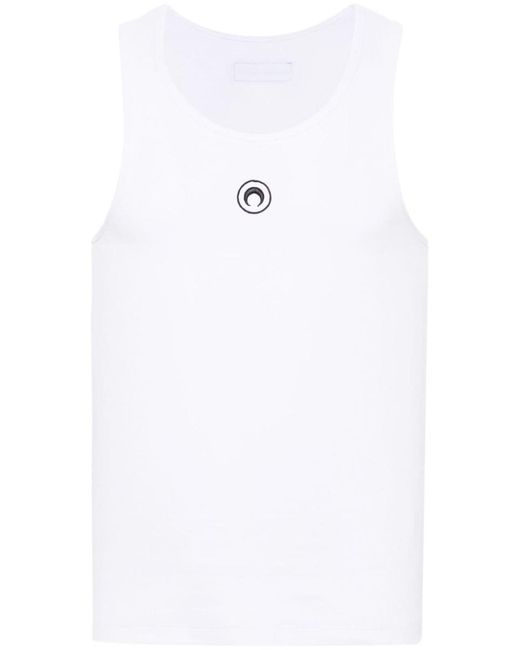 MARINE SERRE White Logo Organic Cotton Tank Top for men