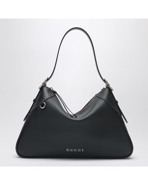 Gucci Black Gg Emblem Large Shoulder Bag