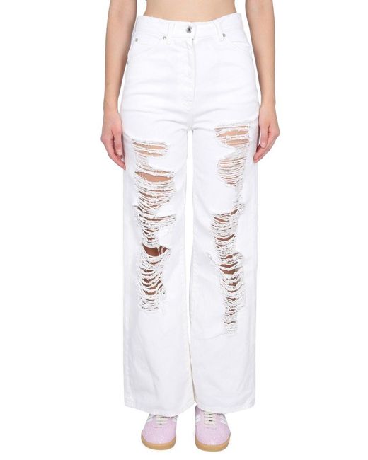 MSGM White Jeans In Denim