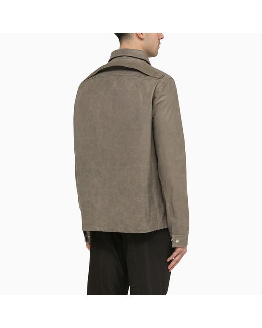 Rick Owens Brown Grey Leather Shirt for men