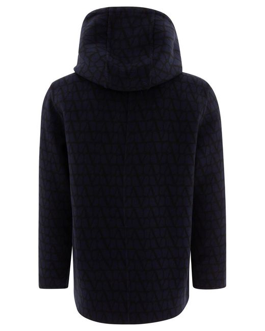 Valentino Garavani Blue Reversible Hoodie-Style Coat for men