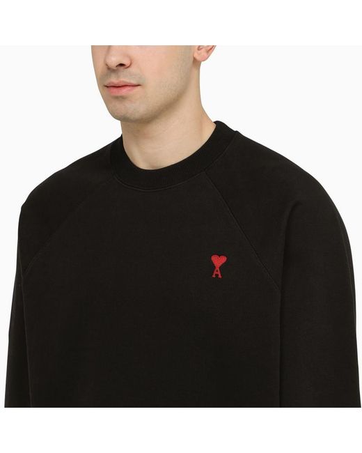 AMI Ami De Coeur Black Sweatshirt for men