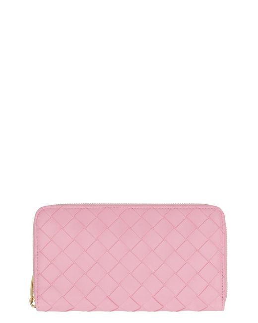 Bottega Veneta Pink Leather Zip-around Wallet