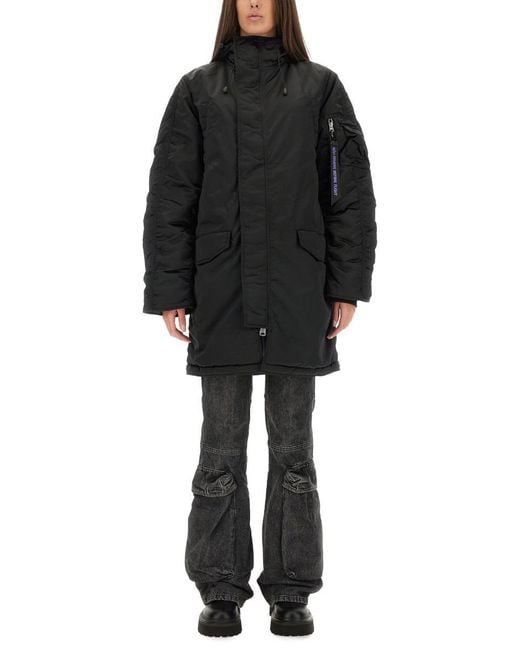 Alpha Industries Women's Black Long Bomber Jacket N-3B