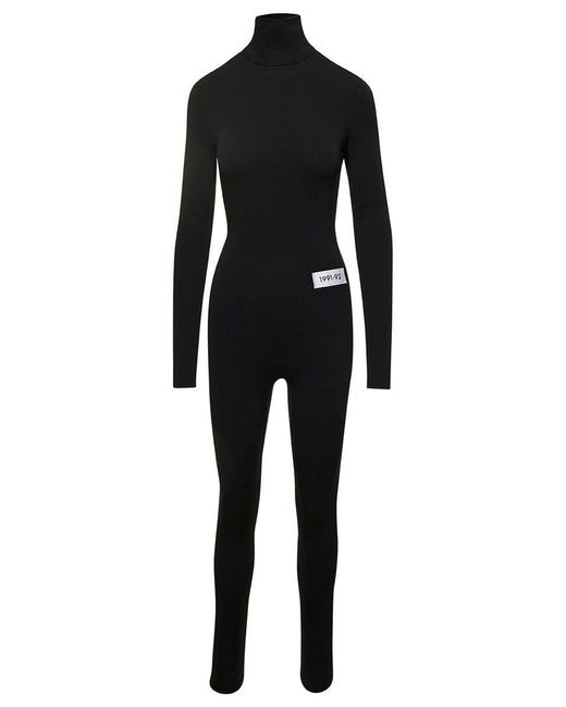 Dolce & Gabbana Black Long-sleeves Jumpsuit With Re-edition Label In ...