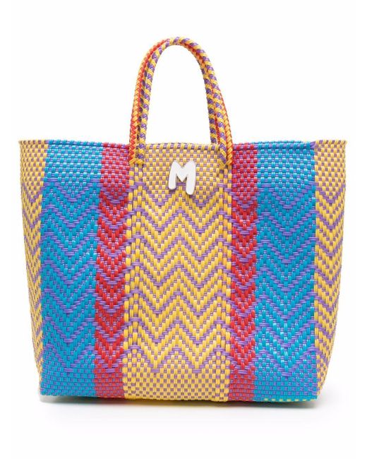 M Missoni Blue Zigzag-pattern Tote Bag