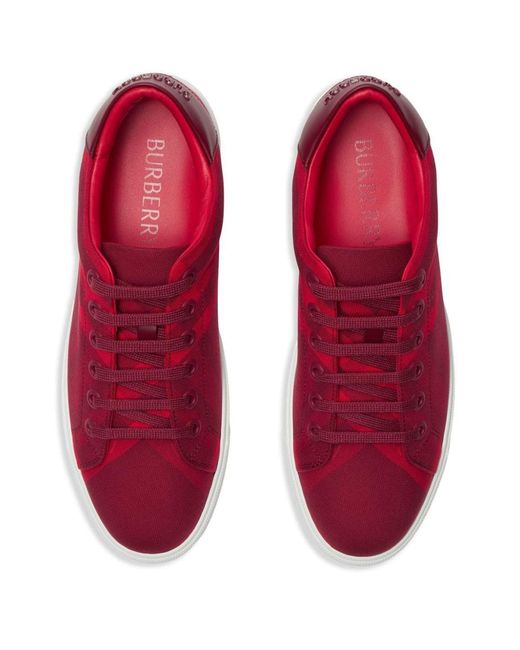 Burberry Red Albridge Check Low-top Sneakers