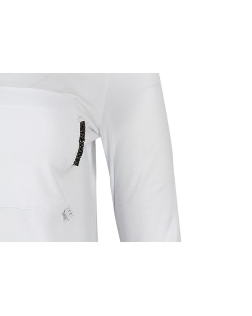 Brunello Cucinelli White Long-Sleeved Round-Neck Stretch Cotton Jersey T-Shirt