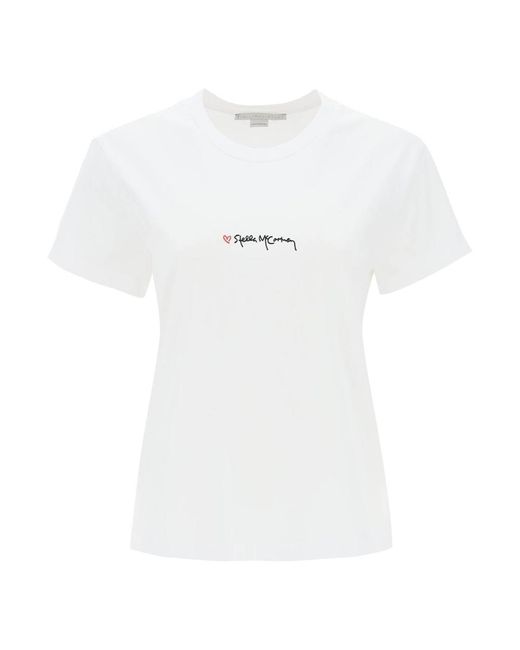 Stella McCartney White T-shirt With Embroidered Signature