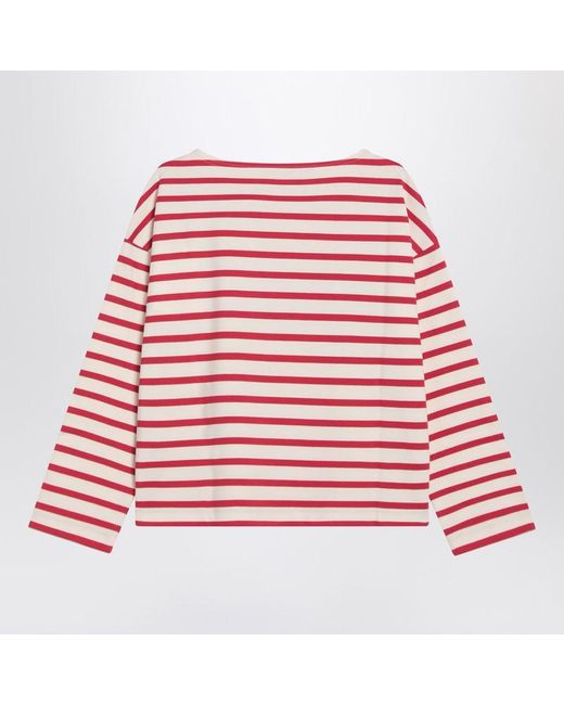 Valentino Garavani Red Ivory T-Shirt With Stripes Chez
