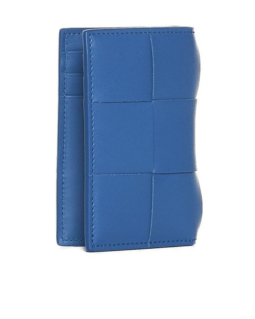 Bottega Veneta Blue Cassette Leather Card Holder for men