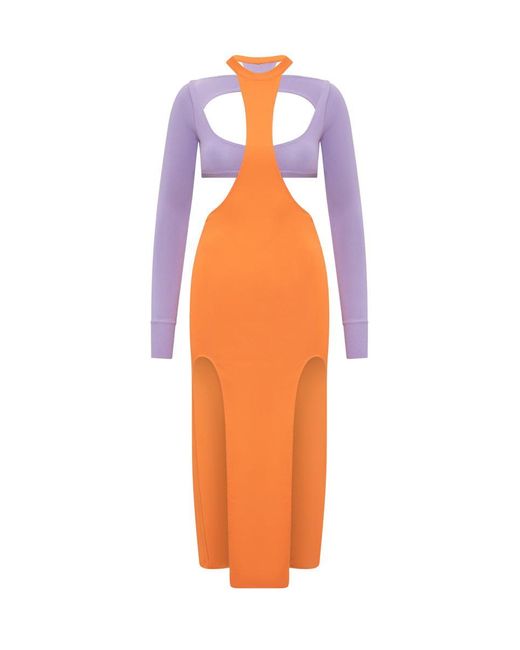 ALESSANDRO VIGILANTE Orange Midi Dress With Cut-Out