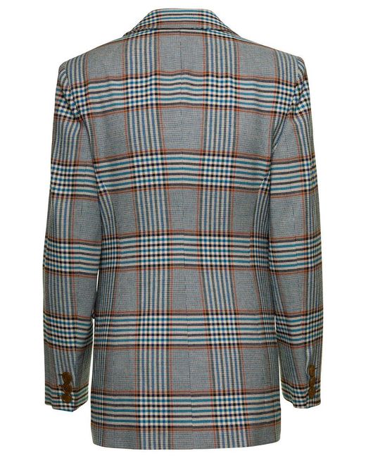 Vivienne Westwood Gray Single-Breasted Jacket With All-Over Check Motif
