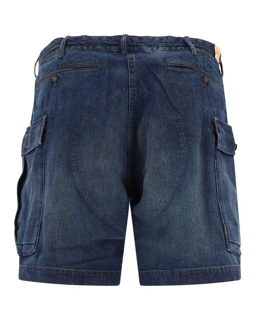 RRL Blue "Milnor" Denim Cargo Shorts for men