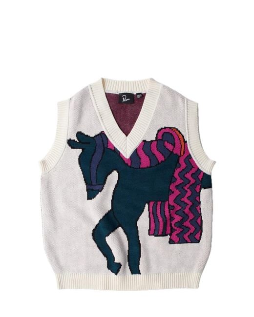 Parra Natural Knitted Horse Knitted Spencer for men