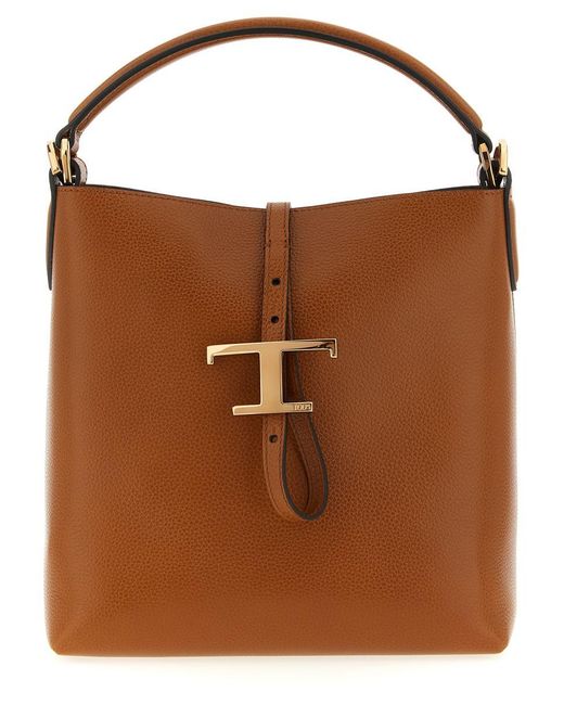 Tod's Brown 'T Timeless' Mini Bucket Bag