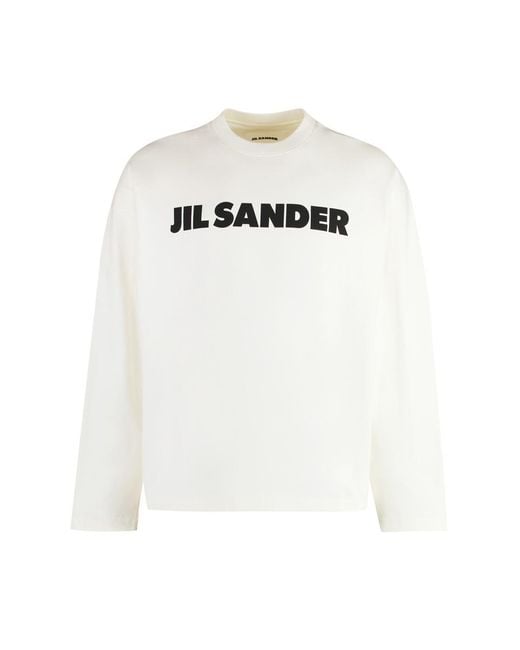 Jil Sander White Cotton Long Sleeve T-Shirt for men