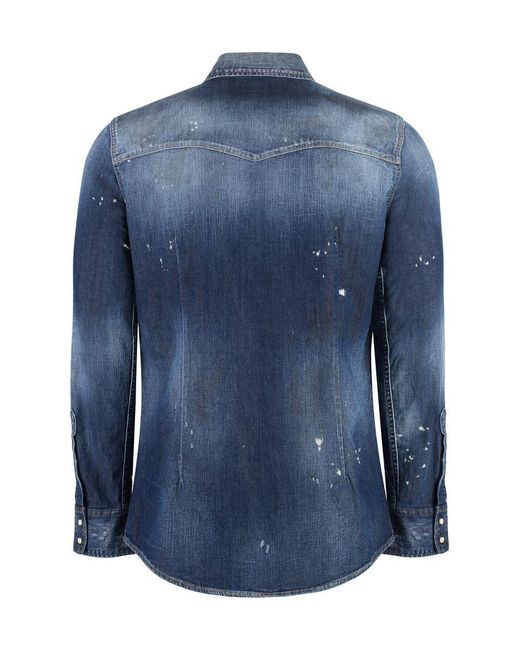 DSquared² Blue Fashion Western Shirt, Blouse for men