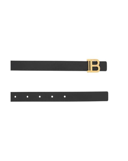 Balmain White Leather B-Belt Waist