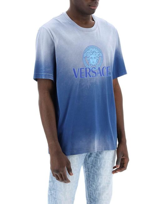Versace Blue "Gradient Medusa T-Shirt for men