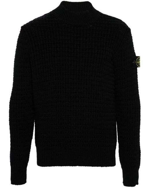 Stone Island Essential Natural Knit Sweater in Black for Men Lyst UK