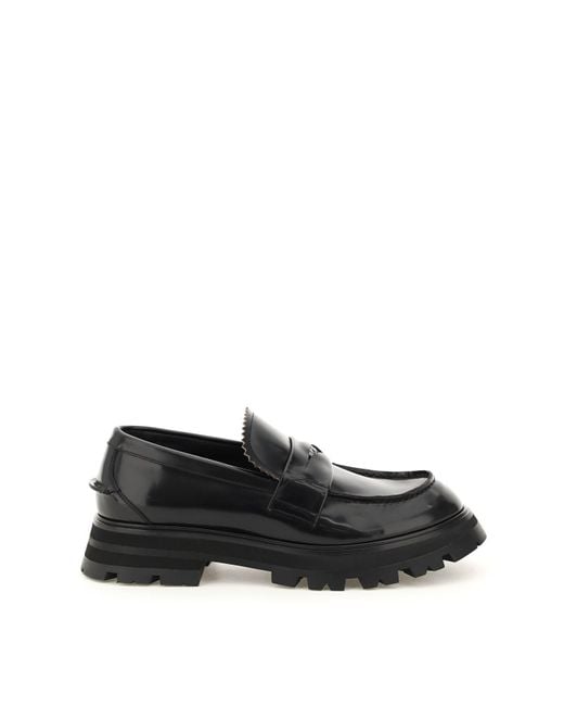 Alexander McQueen Leather Oversized Sole Penny Loafer in Black for Men