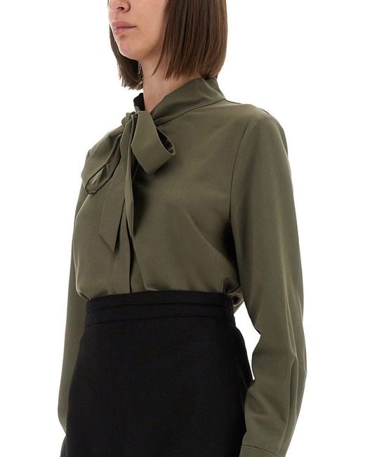 Self-Portrait Green Twill Shirt With Bow