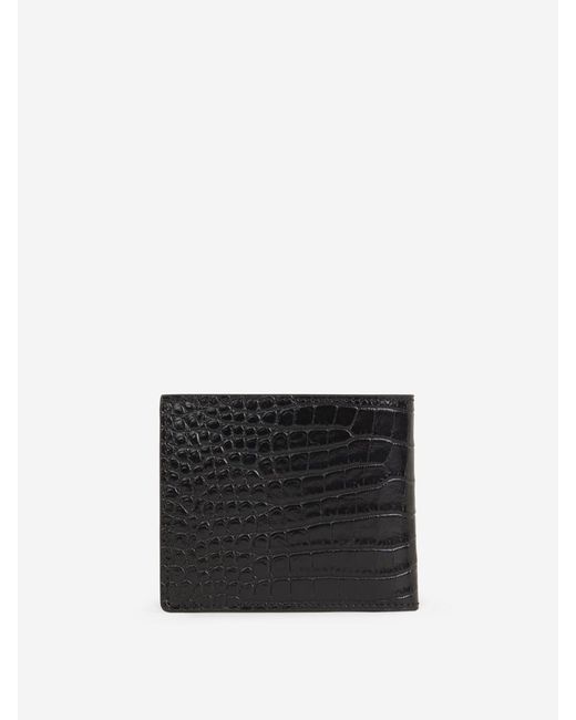 Tom Ford Black Croco Effect Leather Wallet for men
