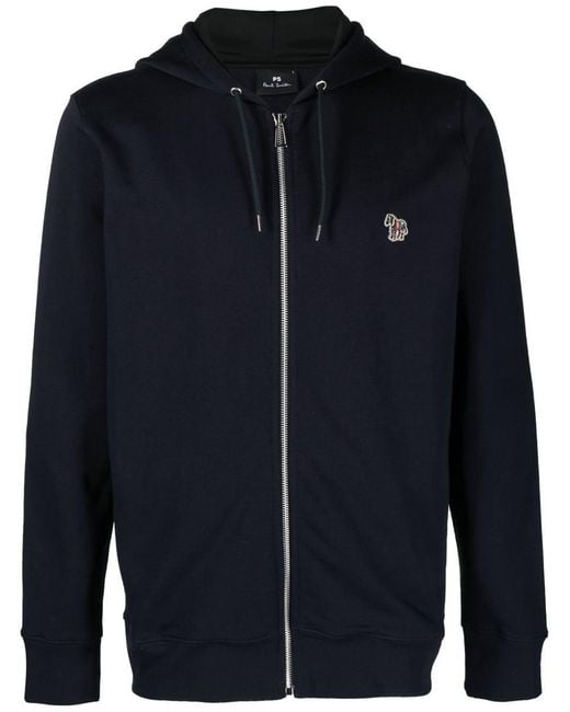 Paul Smith Blue Organic Cotton Zipped Hoodie for men