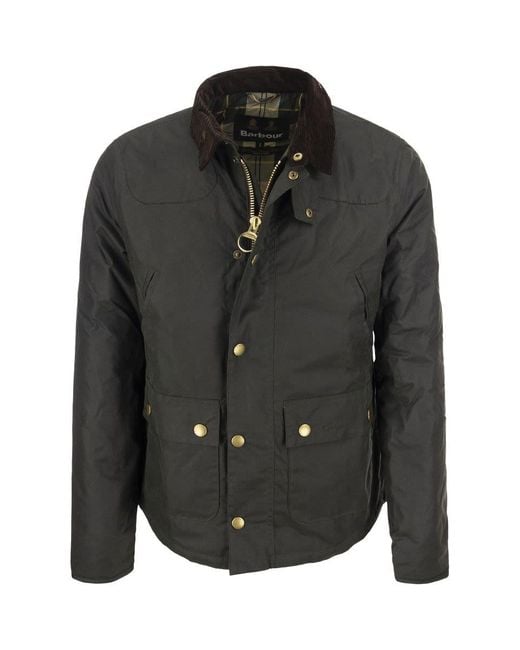 Barbour Reelin Waxed Cotton Jacket in Sage (Black) for Men Lyst