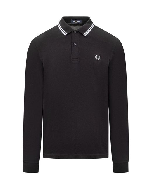 Fred Perry Blue Long Sleeve Polo for men