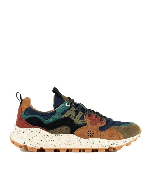 Flower Mountain Blue Yamano 3 Uni Sneakers In Suede And Technical Fabric Multicolor for men