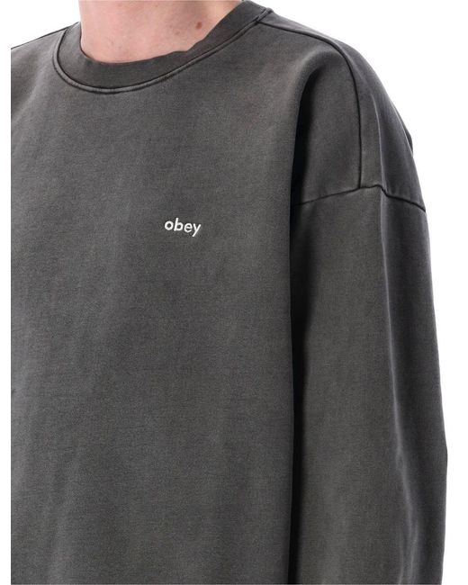 Obey Gray Lowercase Pigment Crewneck for men