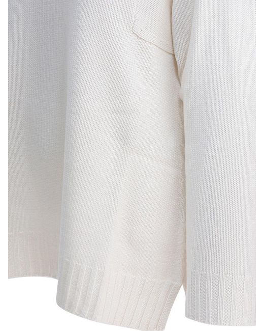 Max Mara White Cashmere Turtleneck Sweater