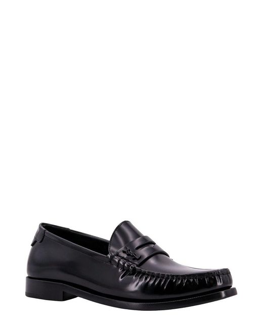 Saint Laurent Black Monogram Leather Loafers