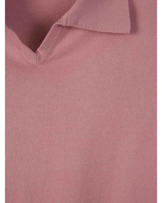 Brunello Cucinelli Pink Cotton Knit Polo for men