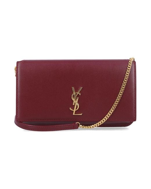 Saint Laurent Red Cassandre Leather Phone Holder
