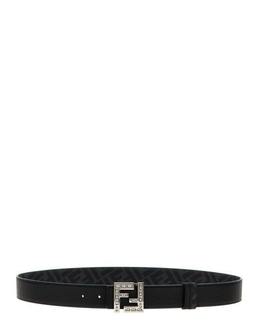 Fendi Black 'Squared Ff' Reversible Belt for men