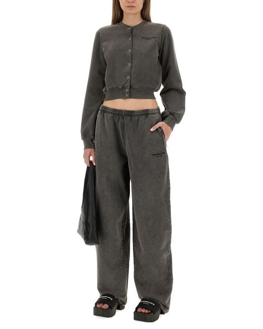 Alexander Wang Gray Shrunken Snap" Cardigan
