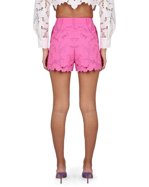 Self-Portrait Pink Elf-portrait Lace Shorts