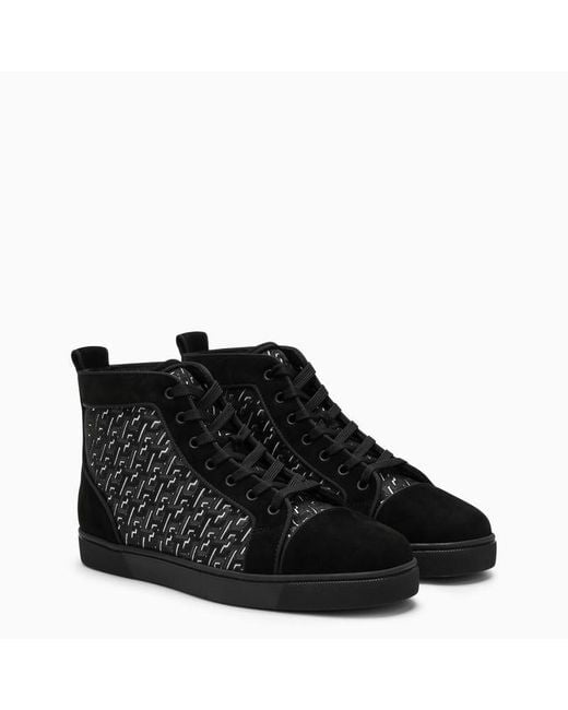 Christian Louboutin Louis Orlato Rubber-Trimmed Coated-canvas and Suede High-Top Sneakers - Men - Black Suede Shoes - EU 45