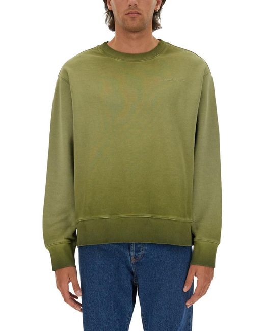 MSGM Green Washed Out Jersey Sweatshirt for men